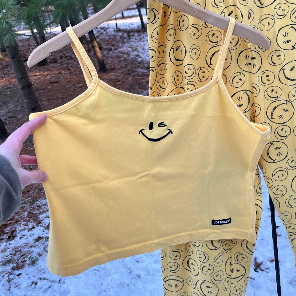 90s Joe Boxer Smiley Face Pajamas 2-Piece Set Womenโs Size XL - Picture 8 of 15